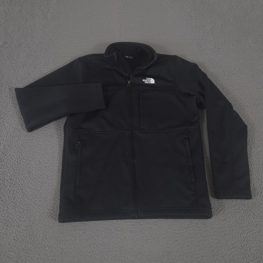 The North Face Jacket Boys XL Black Apex Risers Softshell Full‎ Zip Windwall